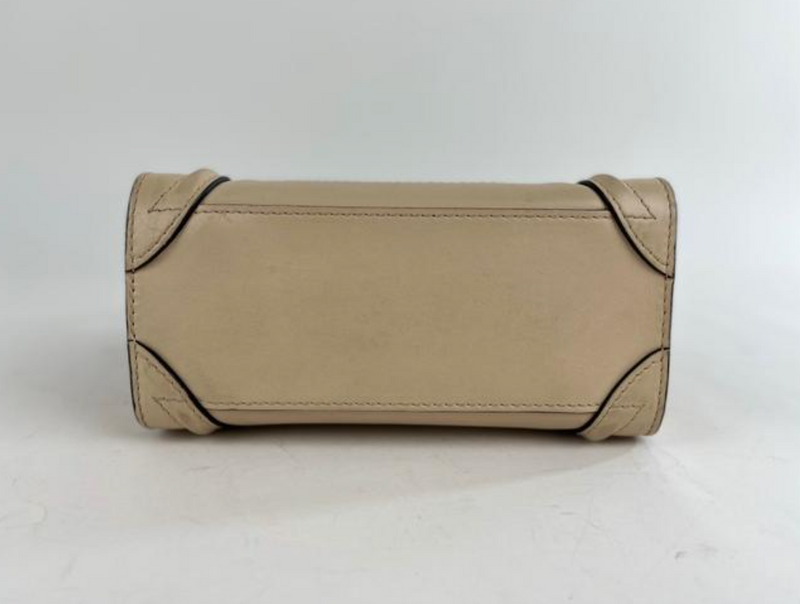 Celine Calfskin Leather Nano Luggage in Beige