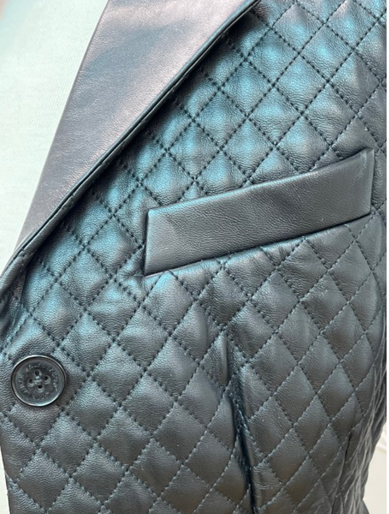 Ralph Lauren Purple Label Leather Quilted Blazer or Jacket in Black