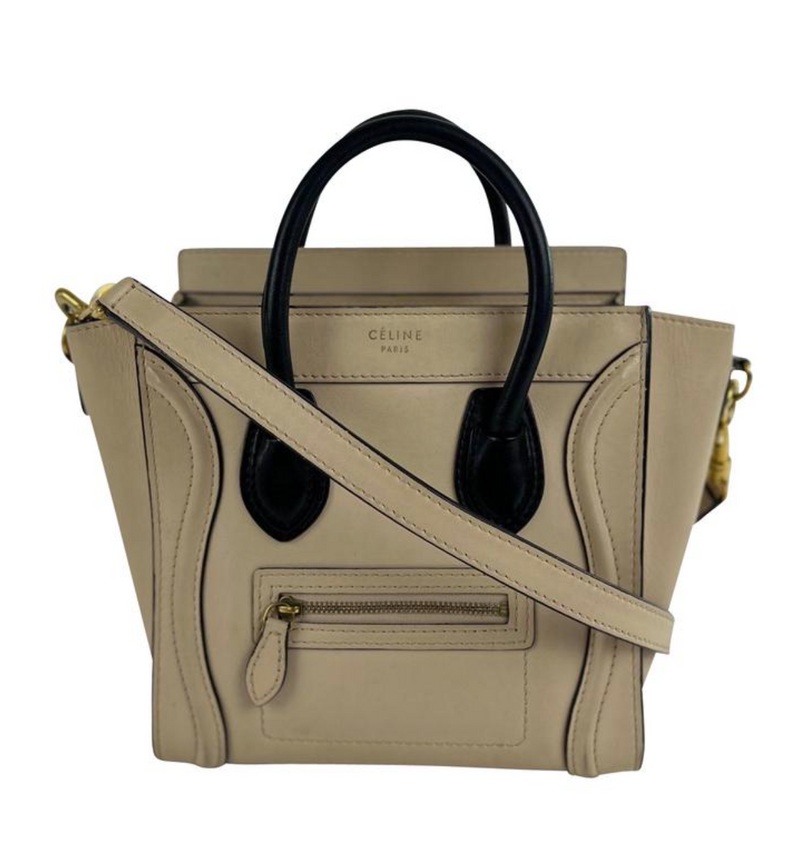 Celine Calfskin Leather Nano Luggage in Beige