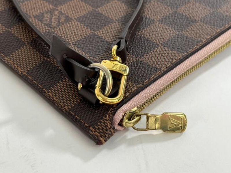 Louis Vuitton Damier Ebene Neverfull MM Pouch ONLY with Rose Ballerine Interior