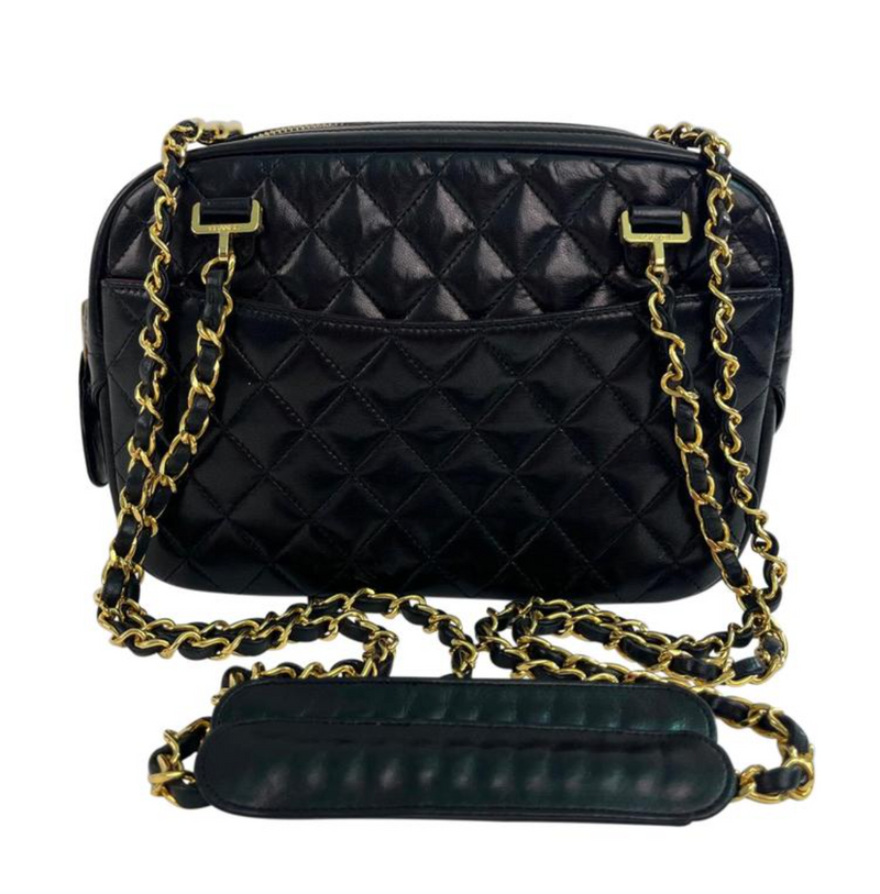 Chanel Quilted Lambskin Leather Shoulder in Black