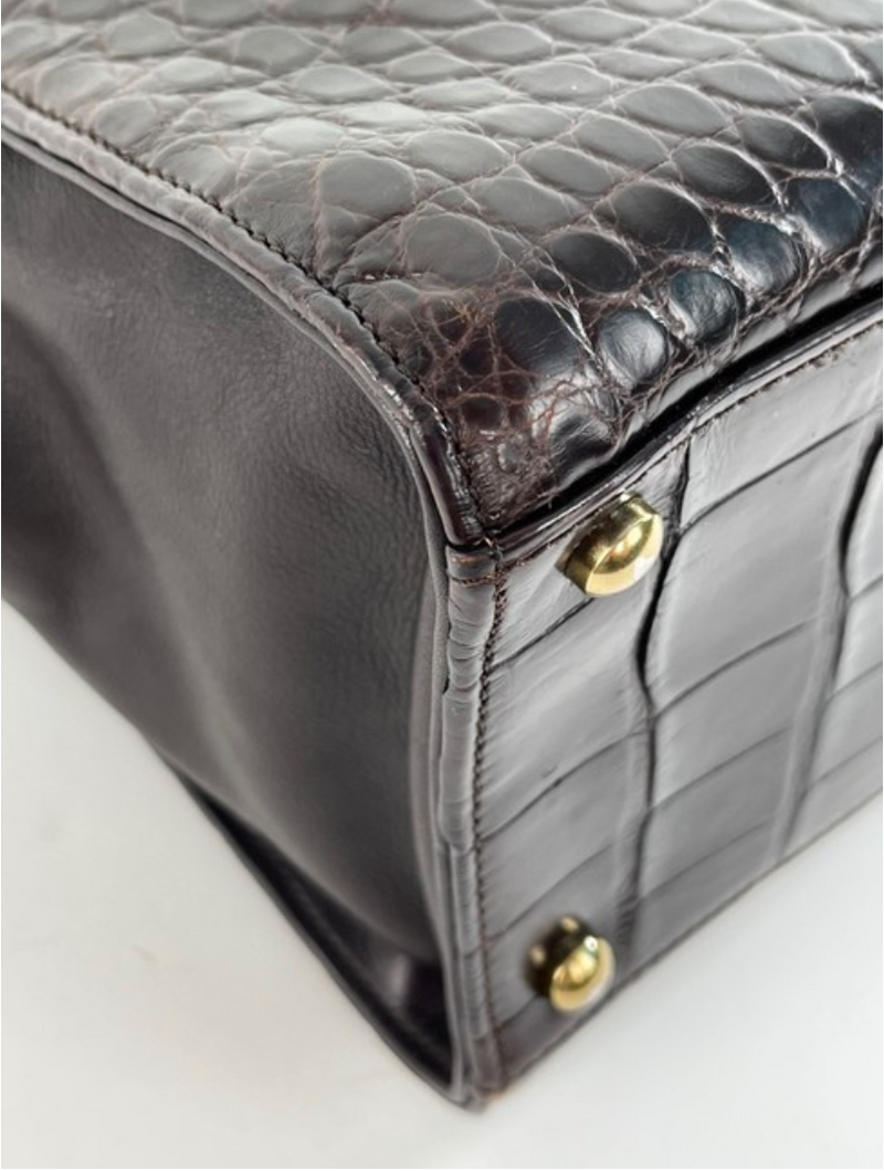 Authentic Ralph Lauren Ricky Alligator Skin Crocodile Bordo Strap Limited  Bag
