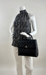 Chanel Caviar Leather Top Handle Flap Bag with SHW in Black