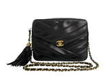 CHANEL Lambskin Leather CC Bias Stitch in Black
