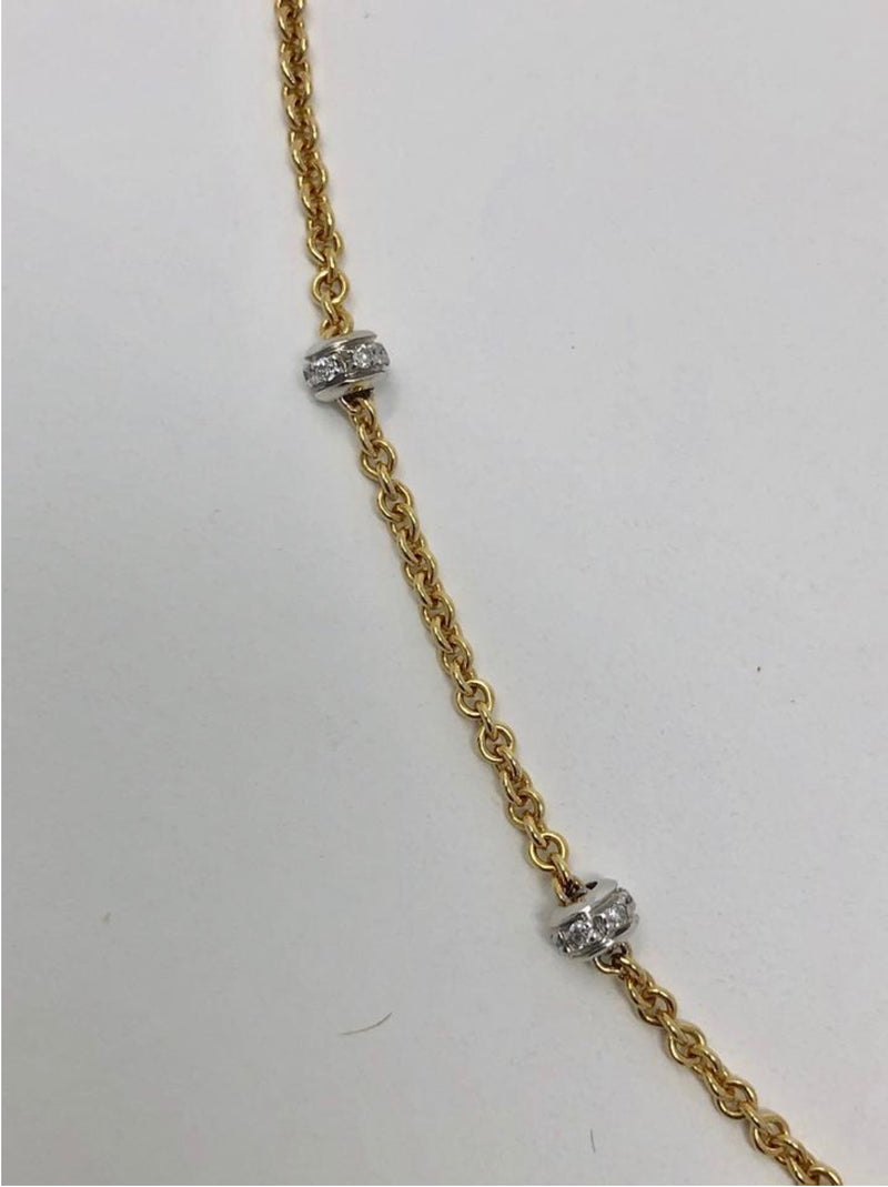 Aaron Basha 18k Gold with Diamond Barrel Bezel Necklace
